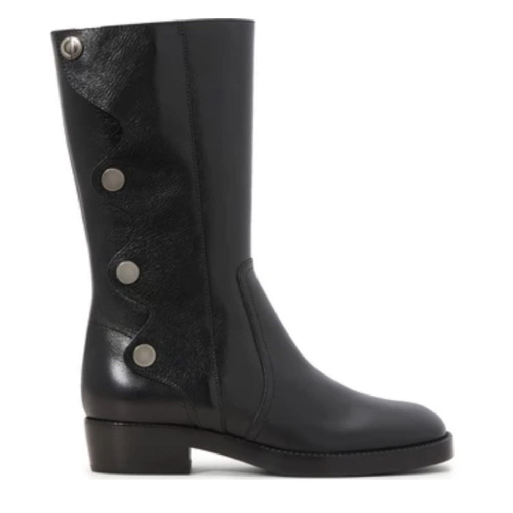 Diorodeo Black Leather Moto Boots, Size 37